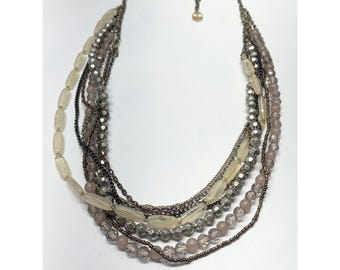 Vintage multi strand beaded chain necklace