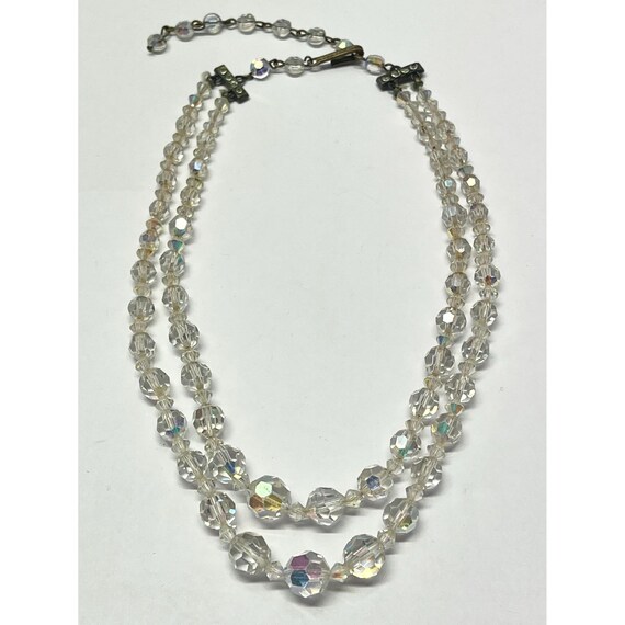 Vintage crystal double stand necklace - image 3