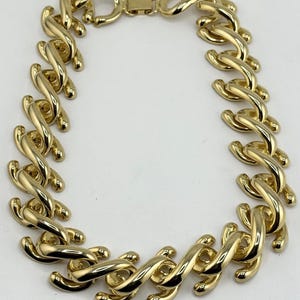 Vintage glänzende massive goldfarbene Kragenkette