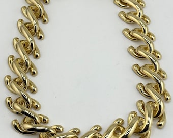 Vintage shiny chunky gold collar necklace