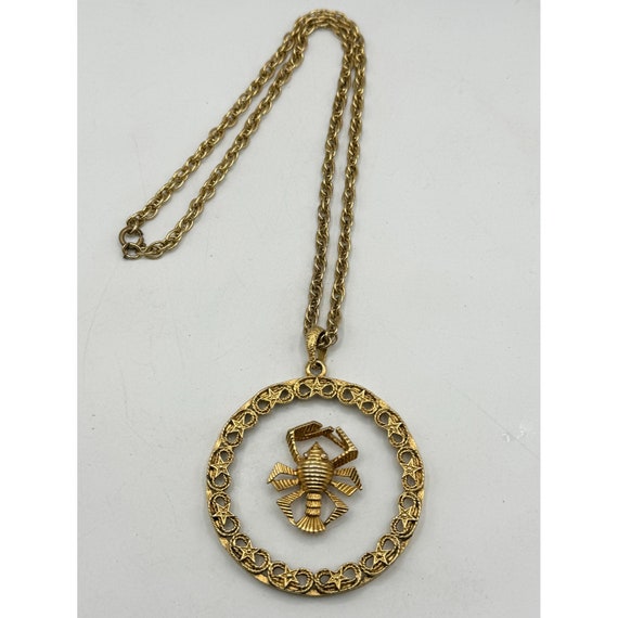 Vintage Scorpio Zodiac Lucite Pendant Necklace - image 4