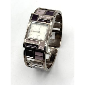 Woman&#39;s Enamel Japan Movt Ladies Watch Quartz Cuff Geometric Bracelet