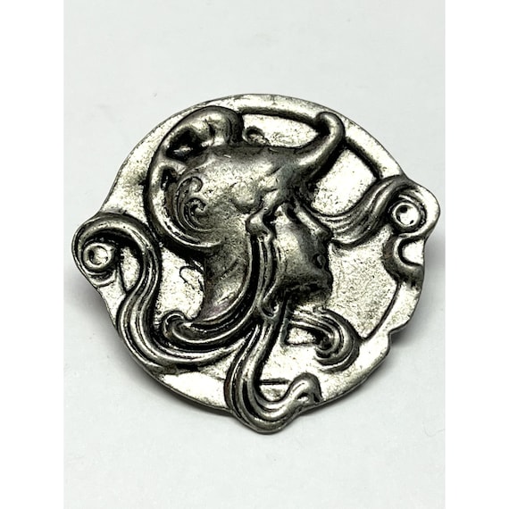 Vintage art nouveau lady brooch pin - image 1