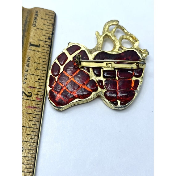 Vintage Red Strawberry Fruit Brooch Pin - image 5