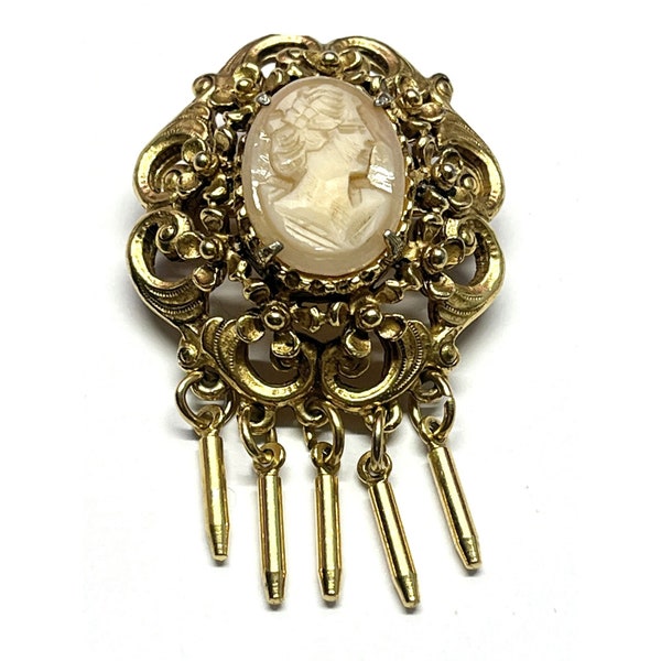 Vintage Florenza Cameo Brooch Pin