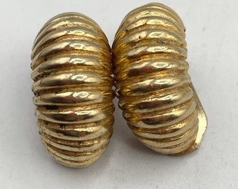 Vintage KJL Kenneth Jay Lane Gold Textured Hoop Earrings