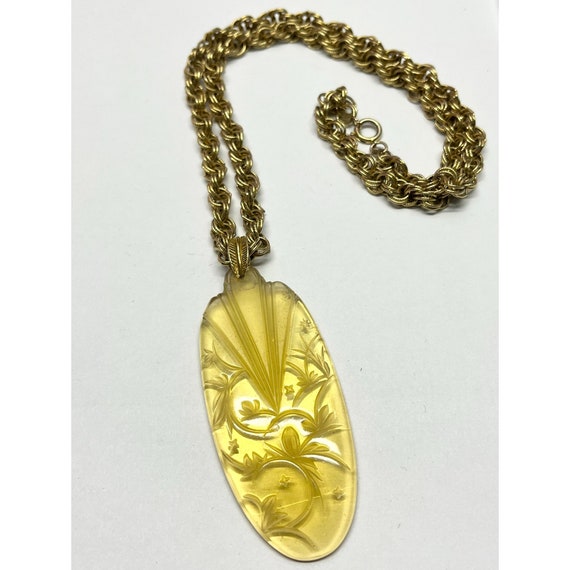 Vintage Art Glass Art Nouveau Pendant Necklace - image 5