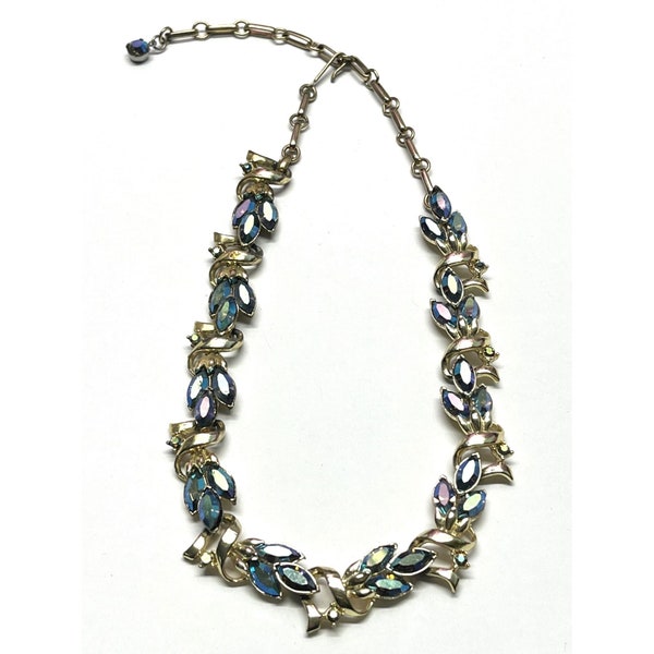 Vintage Blue Rhinestone Coro Necklace