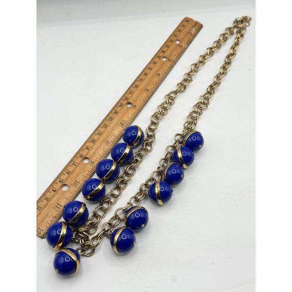 J Crew Blue Charm Gold Chain Necklace - image 7