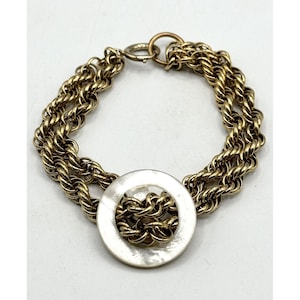 Vintage Goldkette Perlmutt Muschel Armband