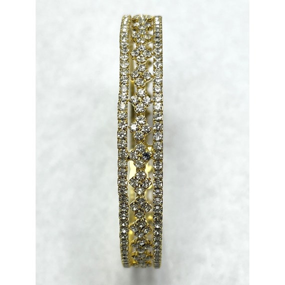 Vintage Gold Rhinestone Bangle Bracelet - image 3