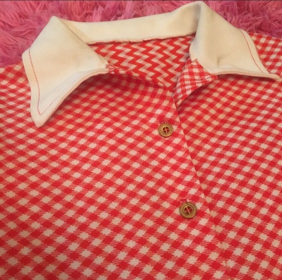 Vintage Handmade Checkered Collar Dress - image 7