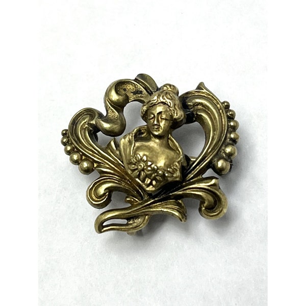 Estate Gold Filled PS Co Woman Bust Brooch Pin