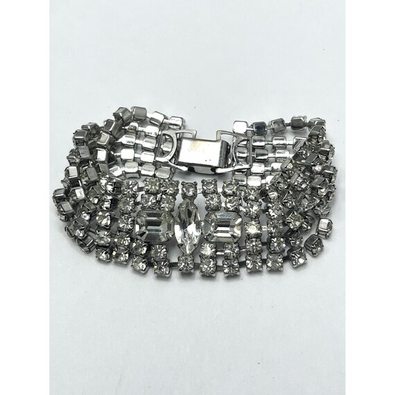 Vintage Rhinestone Silver Bracelet - image 2