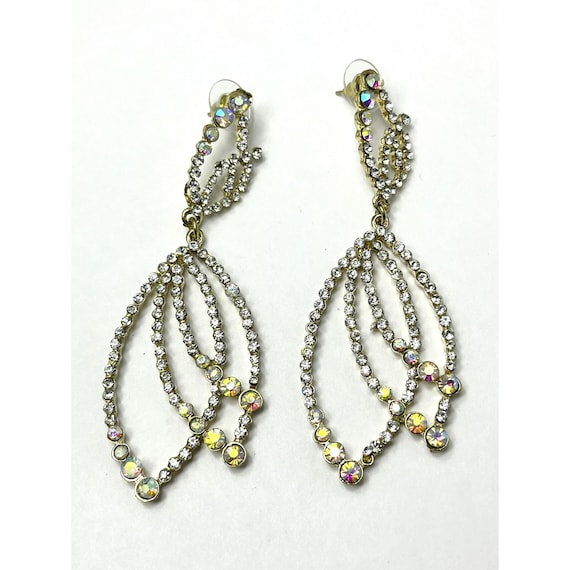 Vintage Rhinestone Drop Dangle Earrings - image 1