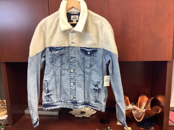 Half sherpa half denim jacket top