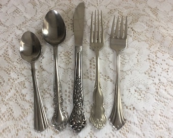 Vintage Mismatched Flatware Silverware Stainless Set