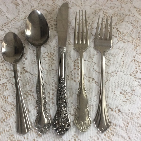 Vintage Mismatched Flatware Silverware Stainless Set