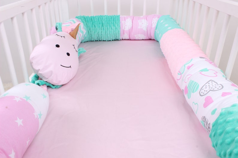 Crib Bumper Unicorn Snake Pillow Baby Crib Bumper Baby Bed Etsy