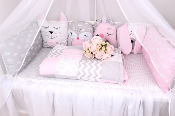 Crib Bedding Woodland Animals Personalized Baby Unicorn Cat Etsy