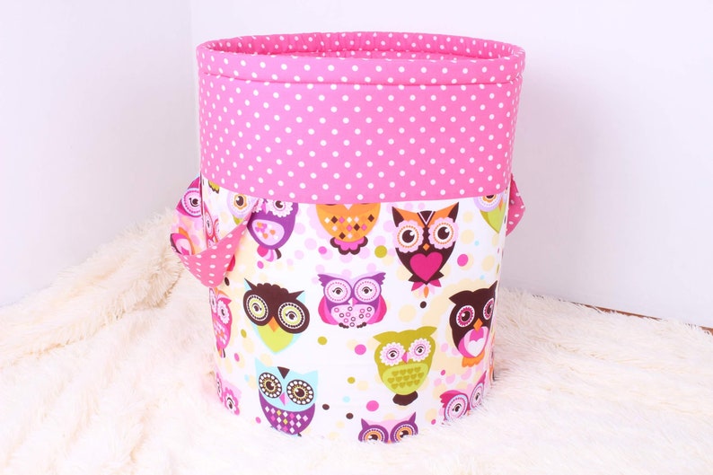 Basket for toys pink owl Toy storage Storage basket Baby shower gift Baby shower basket Personalized basket Children Room basket Handmade