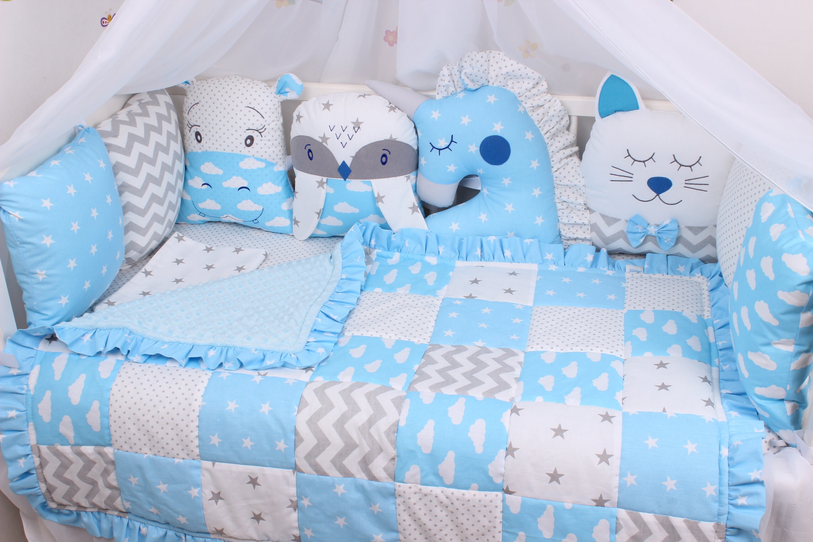 blue cot bumper set