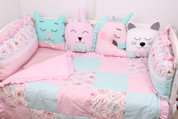 Pink Baby Bedding Woodland Animals Toddler Bedding Girl Etsy