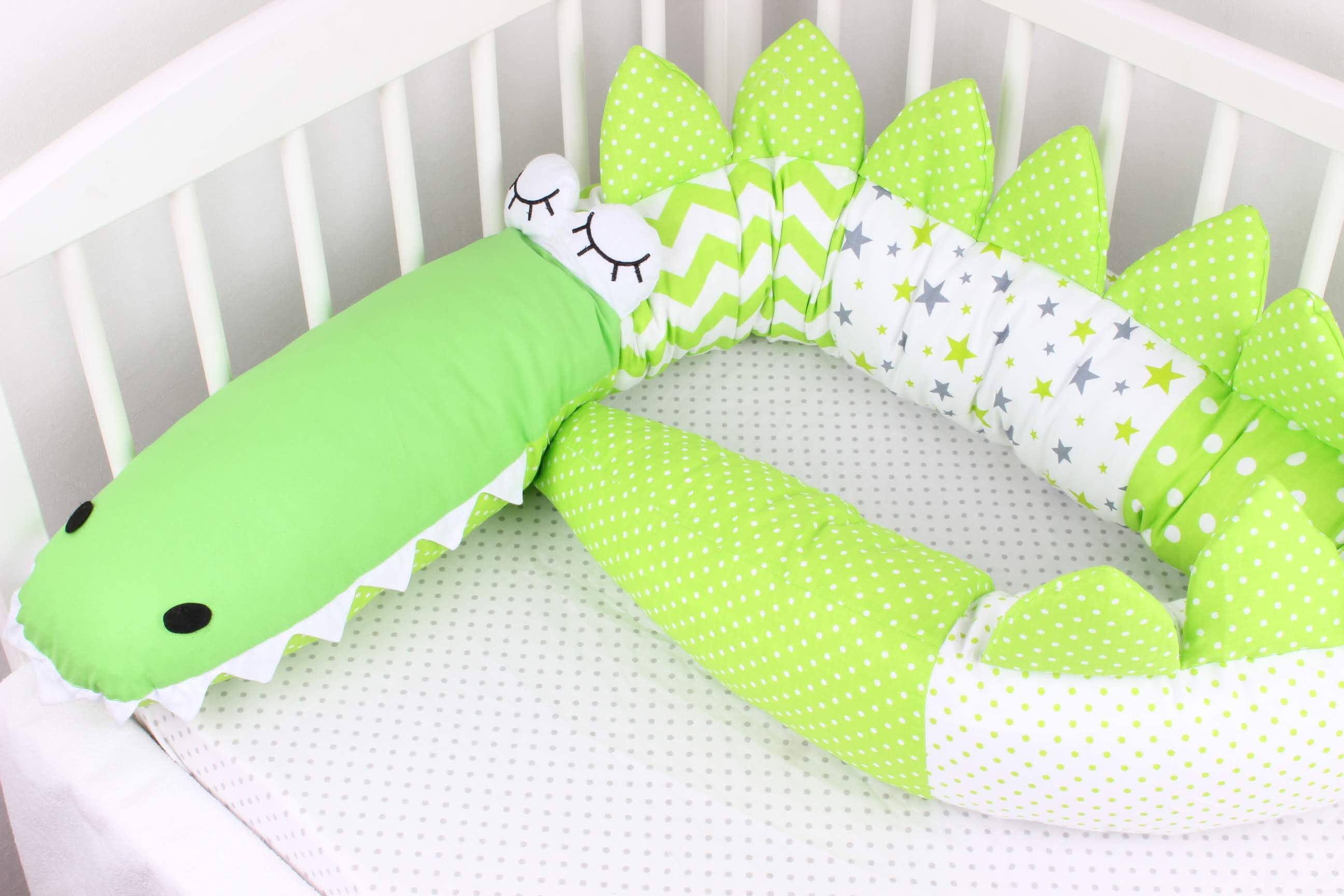 green crib bumper