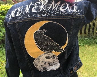 Hand Painted the Raven Denim Jacket UK