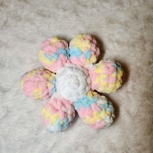 Rainbow Flower Plushie | 6-inch Handmade Crochet Amigurumi Flower Pastel Rainbow | Crochet Flower Pillow
