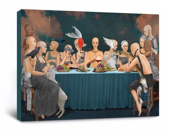 Canvas Art Print - ALL SUPPERS - wall art by Kayjal, unique surreal painting, digital collage art, limited edition