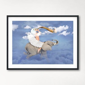 Fine Art Print CLOUD MAKER wall art by Kayjal, unique surreal painting, digital collage art, limited edition image 3