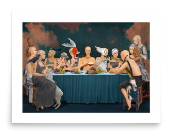 Fine Art Print - ALL SUPPERS - wall art by Kayjal, unique surreal painting, digital collage art, limited edition