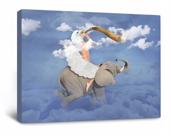 Canvas Art Print - CLOUD MAKER - wall art by Kayjal, unique surreal painting, digital collage art, limited edition