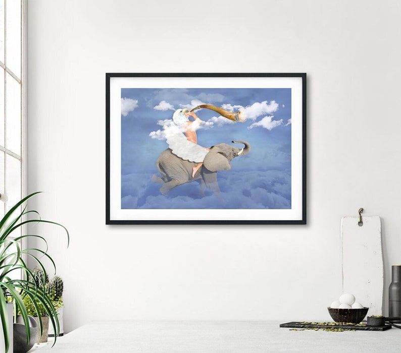 Fine Art Print CLOUD MAKER wall art by Kayjal, unique surreal painting, digital collage art, limited edition image 3