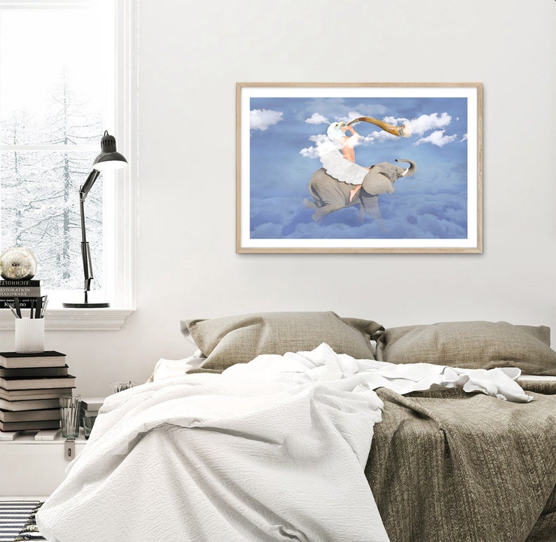Fine Art Print CLOUD MAKER wall art by Kayjal, unique surreal painting, digital collage art, limited edition image 4