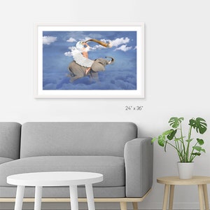 Fine Art Print CLOUD MAKER wall art by Kayjal, unique surreal painting, digital collage art, limited edition image 6