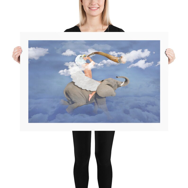 Fine Art Print CLOUD MAKER wall art by Kayjal, unique surreal painting, digital collage art, limited edition 24×36