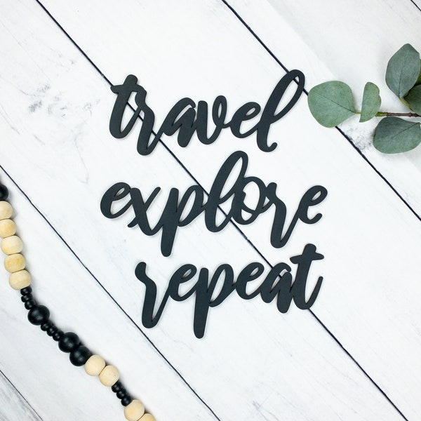 Travel Explore Repeat Sign, Wood Travel Decor, Travel Memory Wall, Travel Gallery Wall, Wood Gallery Wall Sign, Traveler Gift For Women