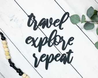 Travel Explore Repeat Sign, Wood Travel Decor, Travel Memory Wall, Travel Gallery Wall, Wood Gallery Wall Sign, Traveler Gift For Women