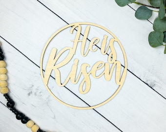 Boho Easter Decor, Modern Farmhouse Sign, He Is Risen Sign, Christian Easter Decor, Spring Wood Sign, Easter Wreath Sign, Chic Wall Decor