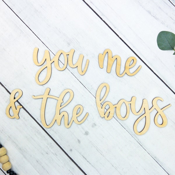 Master Bedroom Decor, You Me And The Boys, Above Bed Sign, Gallery Wall Word, Modern Farmhouse Bedroom Wood Sign, Boy Mom Sign, Living Room