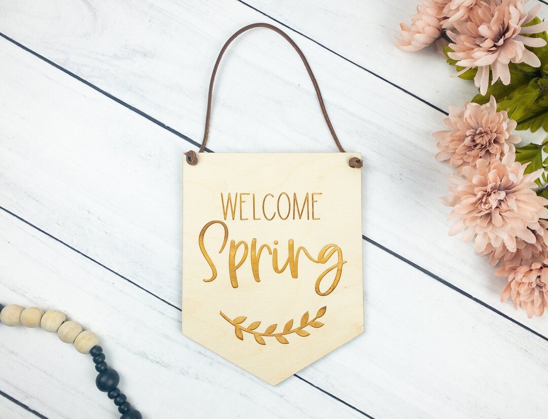 Welcome Spring Sign, Boho Entryway Spring Decor, Indoor Door Signs ...