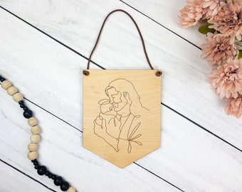 Jesus And Baby Sign, Miscarriage Mother's Day Gift, Pregnancy Loss Gift, Miscarriage Keepsake, Baby Memorial Keepsake, Engraved Wood Sign