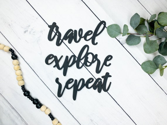 Travel Explore Repeat Sign, Wood Travel Decor, Travel Memory Wall, Travel Gallery Wall, Wood Gallery Wall Sign, Traveler Gift For Women