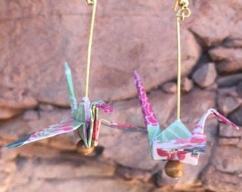 Origami Peace Crane Earrings
