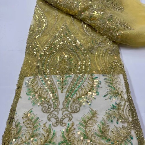 Afraican lace fabric with beads 2022 last deisgn ,French Lace with Beads for shops Wedding Dress .High Quality .Free shipping 5yards/lot