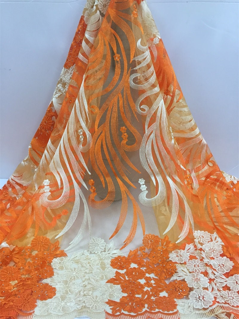 Orange Lace Fabric -  Canada
