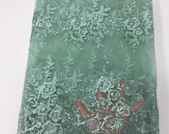 African lace fabric 2022 e Last design French mesh lace with stone for party dress.high quality Embroidered Lace Green 2yards/lot