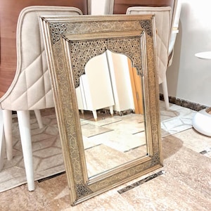 Large Moroccan Mirror, Handmade Brass Moroccan Arch Mirror, Moroccan Wall Mirror for Bathroom, Arched Moroccan Mirror, Moroccan Style Decor